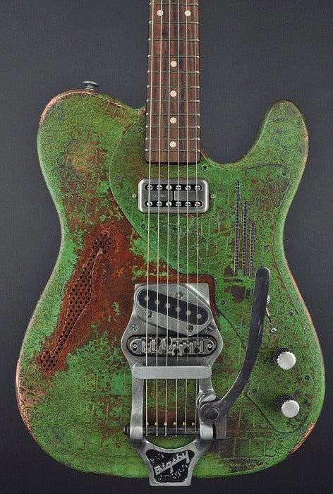 13062 Titanic Green Gator Deluxe SteelCaster with B16 Bigsby