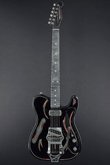 13114 Satin Black Pinstripe Deluxe SteelCaster with B16 Bigsby