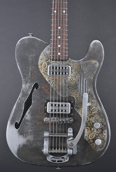 13054 Rust O Matic Paisley Pickguard Deluxe SteelCaster with B5 Bigsby