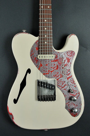 09011 Cream on Red Roses Baritone Deluxe SteelCaster