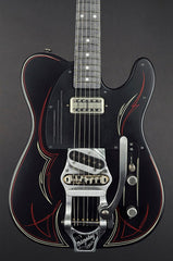 14114 Satin Black Pinstripe SteelCaster with B16 Bigsby