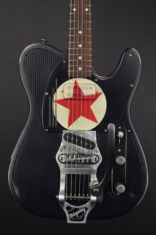 14117 Black Red Star Holey SteelCaster with B16 Bigsby