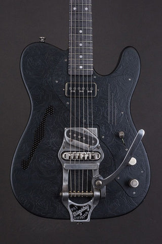 16068 Black Roses Deluxe SteelCaster with B16 Bigsby