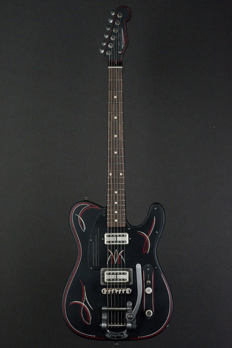 15002 Satin Black Pinstripe SteelCaster with B5 Bigsby