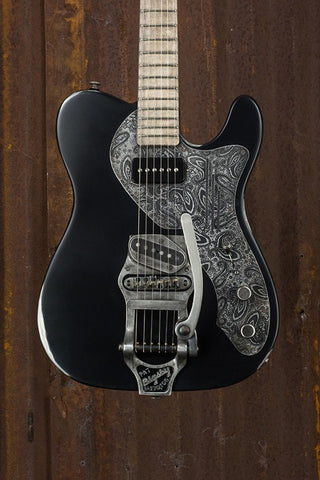 17079 Black on Steel Paisley No F-Hole Deluxe SteelCaster