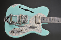 11187 Sea Foam Green on Cream Paisley Pickguard B16 Bigsby Deluxe SteelCaster