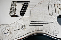 11199 Shiny Nickel Roses Pickguard Deluxe SteelCaster