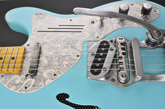 12211 Sea Foam Green on Cream Paisley Deluxe SteelCaster with B16 Bigsby