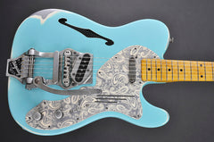 12211 Sea Foam Green on Cream Paisley Deluxe SteelCaster with B16 Bigsby