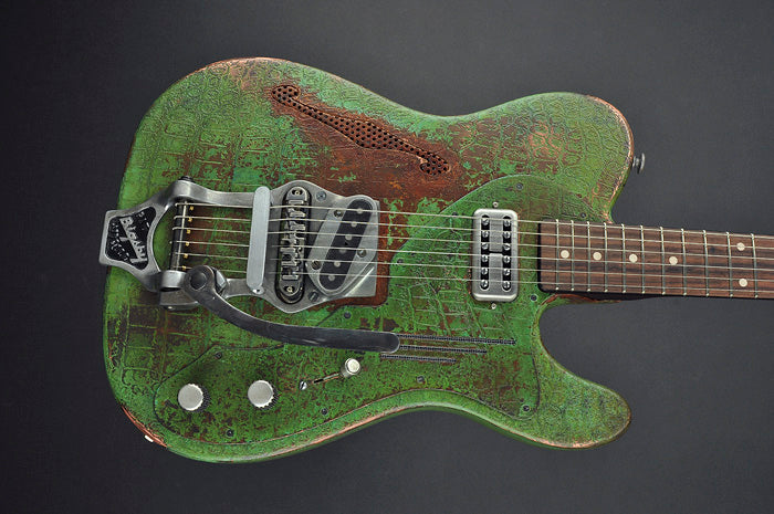 13062 Titanic Green Gator Deluxe SteelCaster with B16 Bigsby