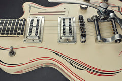 14012 Cream on Red Pinstripe SteelDeville with B7 Bigsby