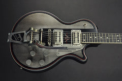 14097 Satin Black Antique Silver Holey Pinstripe SteelDeville with B7 Bigsby