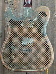 21177 Rusty Pinstriped Caged SteelCaster