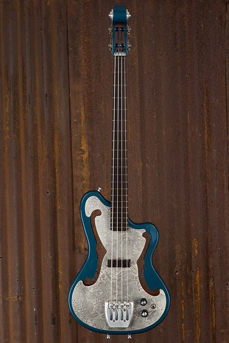17002 Antique Silver Paisley Tuxedo Blue Scroll Bass