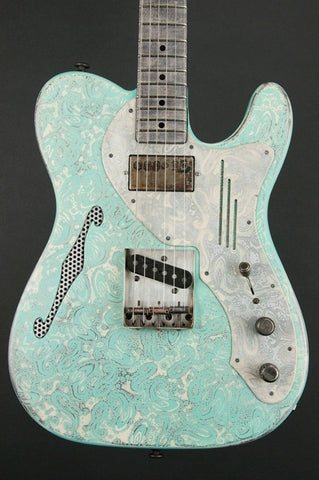 11158 Two Tone Sea Foam Green on Cream Paisley Deluxe SteelCaster