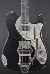 13007 Black on Cream Roses Deluxe SteelCaster with B16 Bigsby