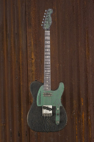 19019 Antique Silver on Sage Green Paisley SteelGuardCaster