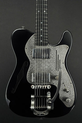 14002 Antique Silver Snakeskin Black on Steel Deluxe SteelCaster with B5 Bigsby